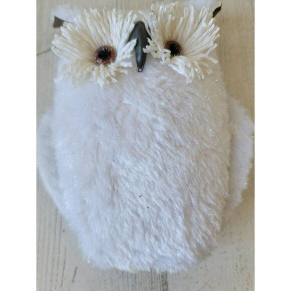 Glitter white owl bird Woodland ornament Xmas decor - Picture 1 of 5